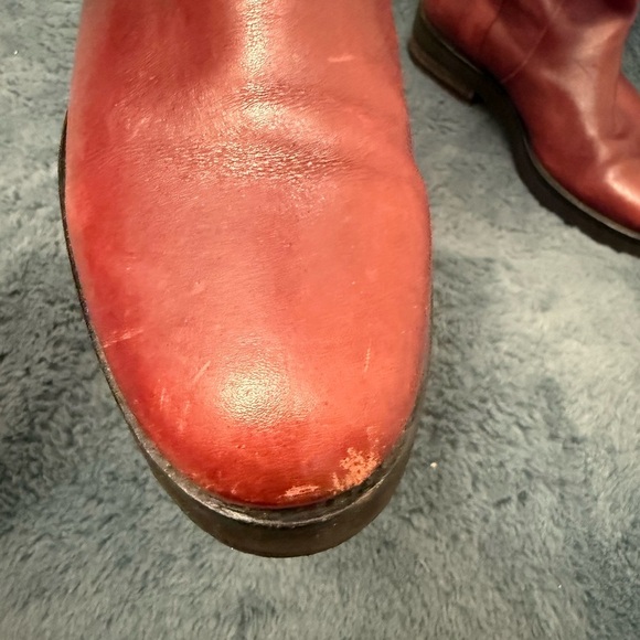 Women’s Dries Van Noten Red And Black Riding Boots Size 5.5 Luxury Leather - Picture 5 of 13